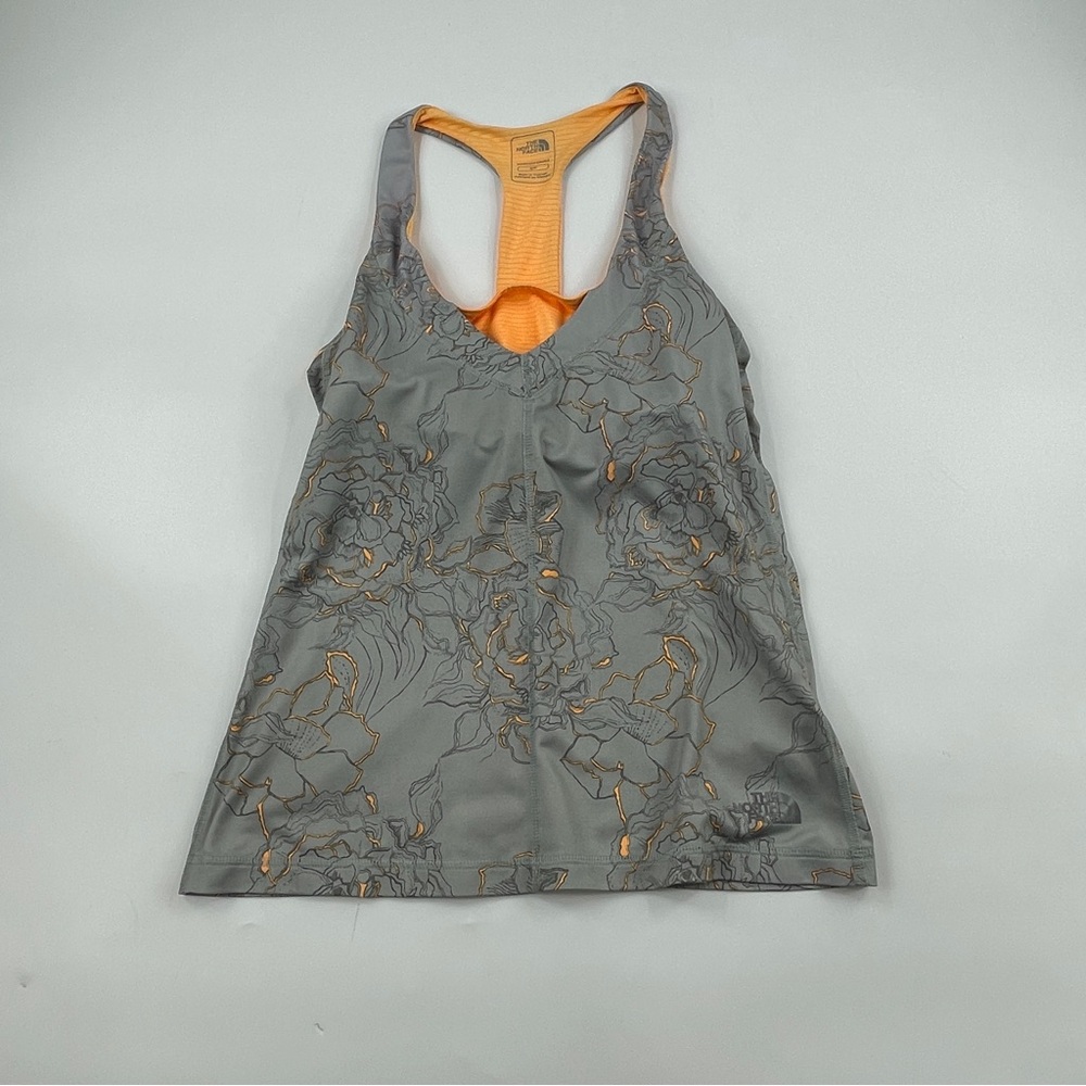 The North Face Gray Tank with Orange Lining and Floral Accents
